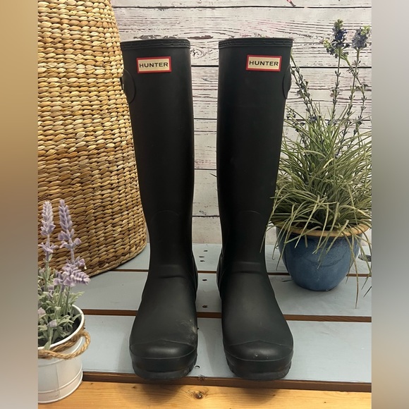 Hunter Original Tall Rainboot in Matte Black Size 10 - Picture 12 of 12